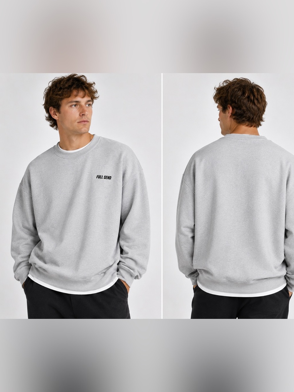 Full Send Men’s Gray Crewneck Sweatshirt Oversized Streetwear Pullover NWOT